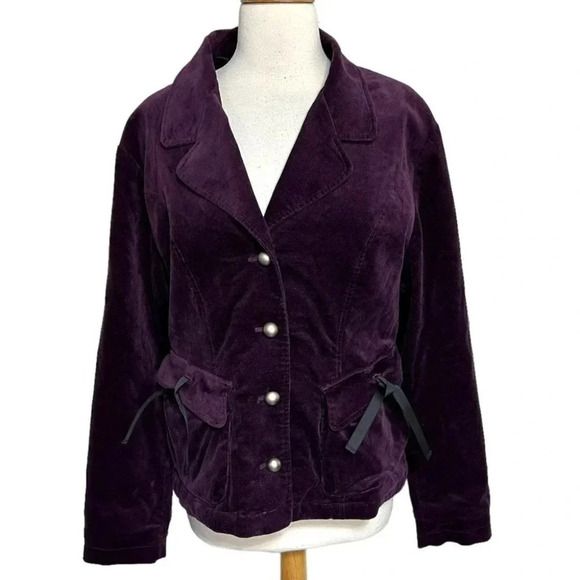 London Fog Towne Collection coat chic purple velvet quilted‎ lined jacket size L - Picture 1 of 10